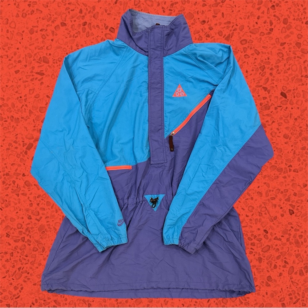 Men's Vintage Nike ACG Multicolor Half-Zip Pullover Jacket XL Nylon 90s Rap